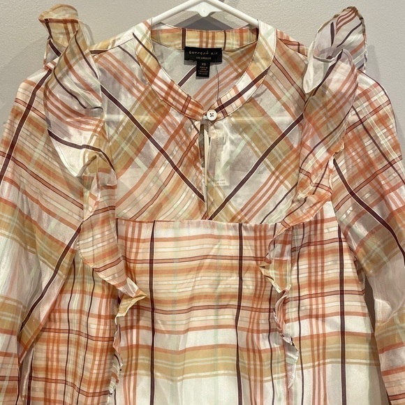 NWT Anthropologie Pink/Rose Plaid Current Air Polly Long Sleeve Blouse Size XS - Picture 3 of 9